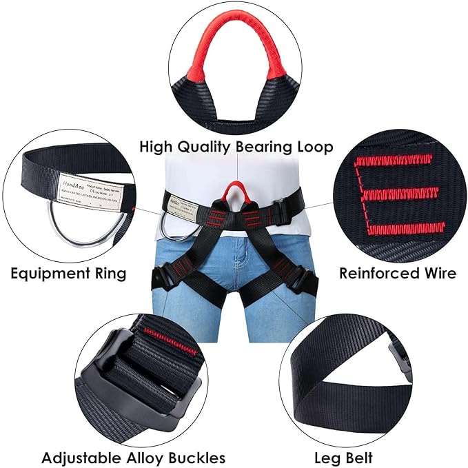 Caving & Rappelling Safety Belt for Ziplining, Fire Rescuing & Tree Climbing - Half Body Belt for Women & Men