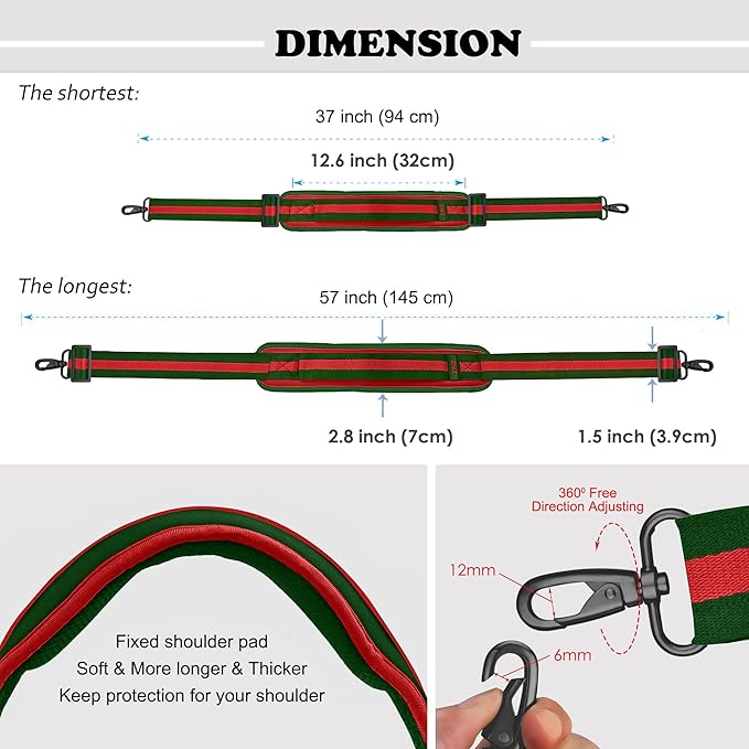 ZINZ Bag Shoulder Strap, Padded Adjustable Shoulder Strap Replacement