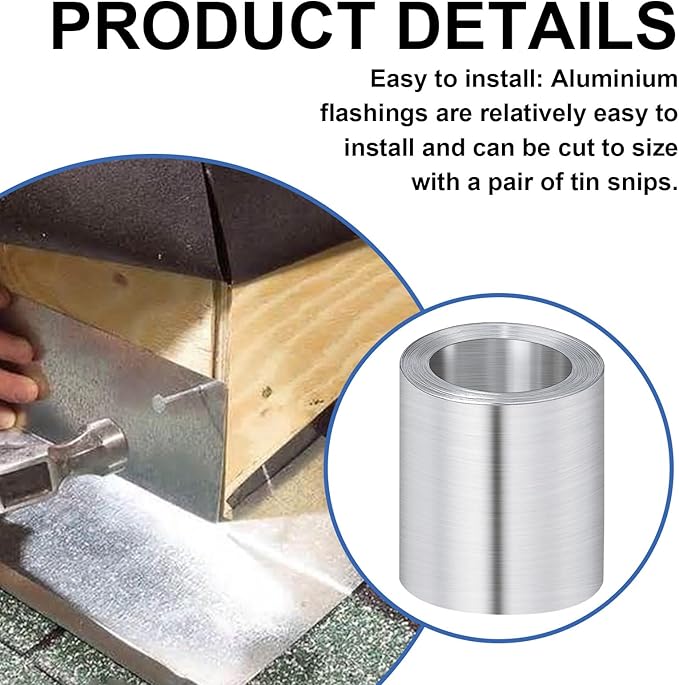 succulentlovers 4'' x 50' Aluminum Flashing Roll - Roof Flashing, 0.2mm Thickness Aluminum Roof Panels, Metal Roof Flashing for Sealing Windows Doors, Shed Weatherproofing Areas