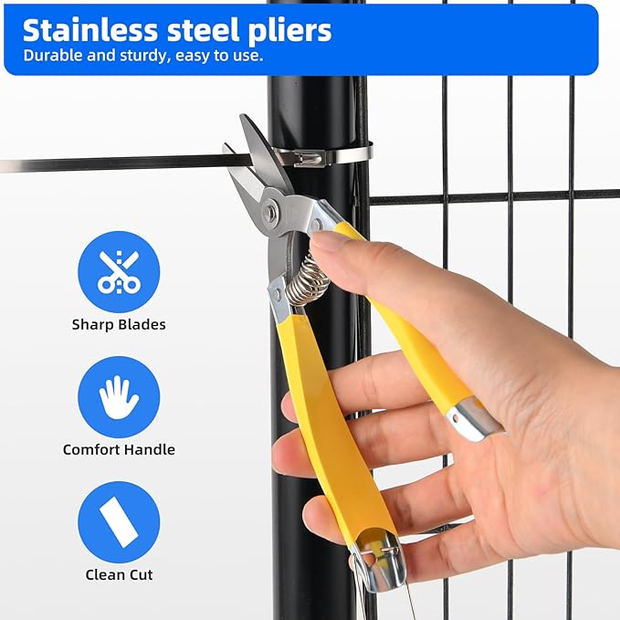 Heavy Duty Stainless Steel Cable Tie Gun Kit – 150 PCS 11.8" 304 Metal Zip Ties with Professional Tensioning & Flush Cutting Tool for Fence, Exhaust & Outdoor Use
