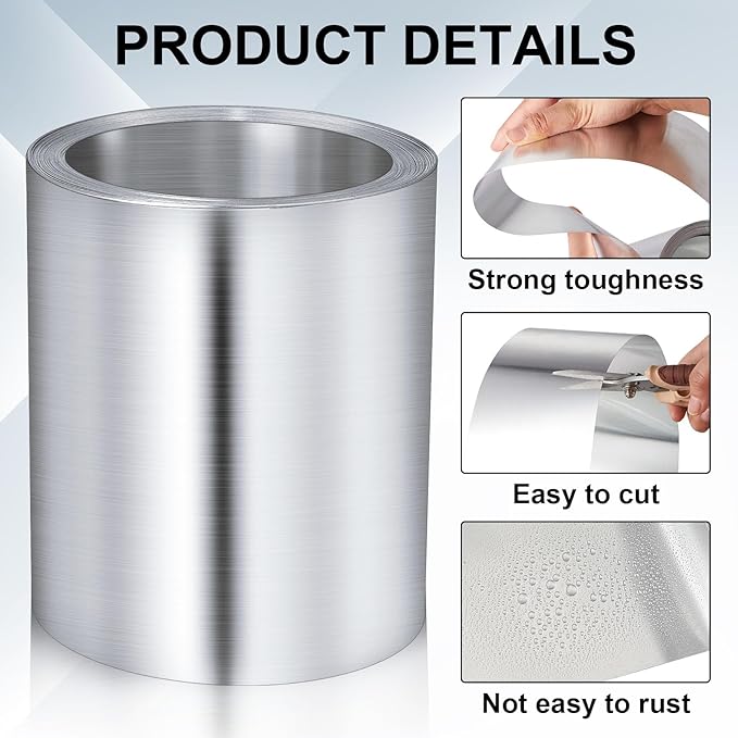 Therwen 1 Roll Aluminum Flashing Roll Metal Aluminum Roof Panels 0.2 mm Thickness Roof Flashing Strip for Sealing Windows Doors Siding Backyard Stains Moss and Mildew Prevention (4" x 20')