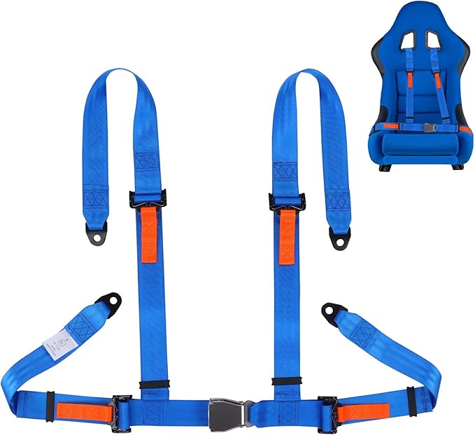 Yakitoko 1Pcs Universal 4 point Safety Harness Set 2inch Fits Go Kart,UTV,ATV,Racing Blue