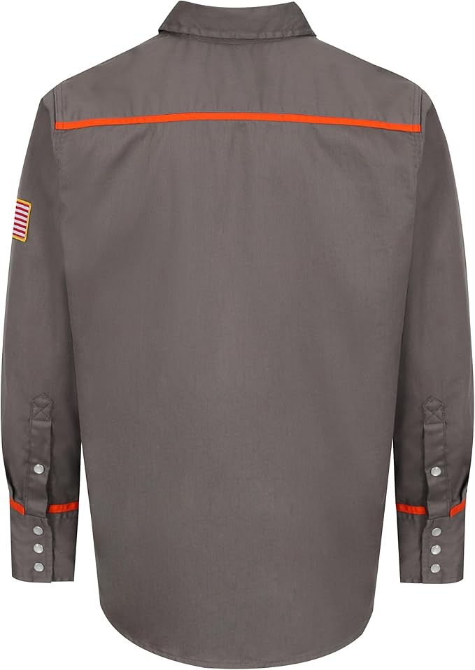 BOCOMAL FR Shirts for Men Flame Resistant Light Weight NFPA2112 Fire Retardant Welding Shirt Water & Oil Repellent Finish