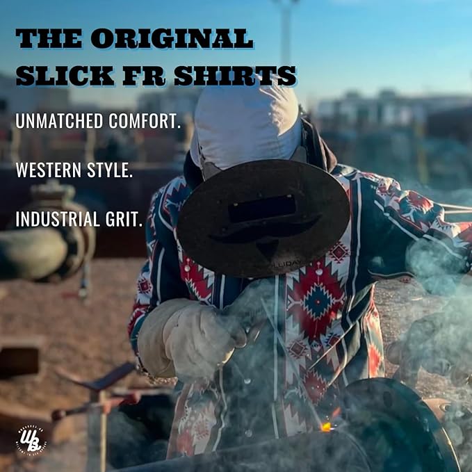 WoahBros FR Shirts for Men, 8oz Midweight Flame Resistant Welding Shirt, 100% Cotton, Pearl Snap Buttons - CAT2/NFPA2112
