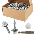 300Pcs White Sheet Metal Screws, 10 x 1 Inch White Ruspert Coating Hex Head Metal Roofing Screws with Rubber Washers for Metals and Corrugated Roofing Panels
