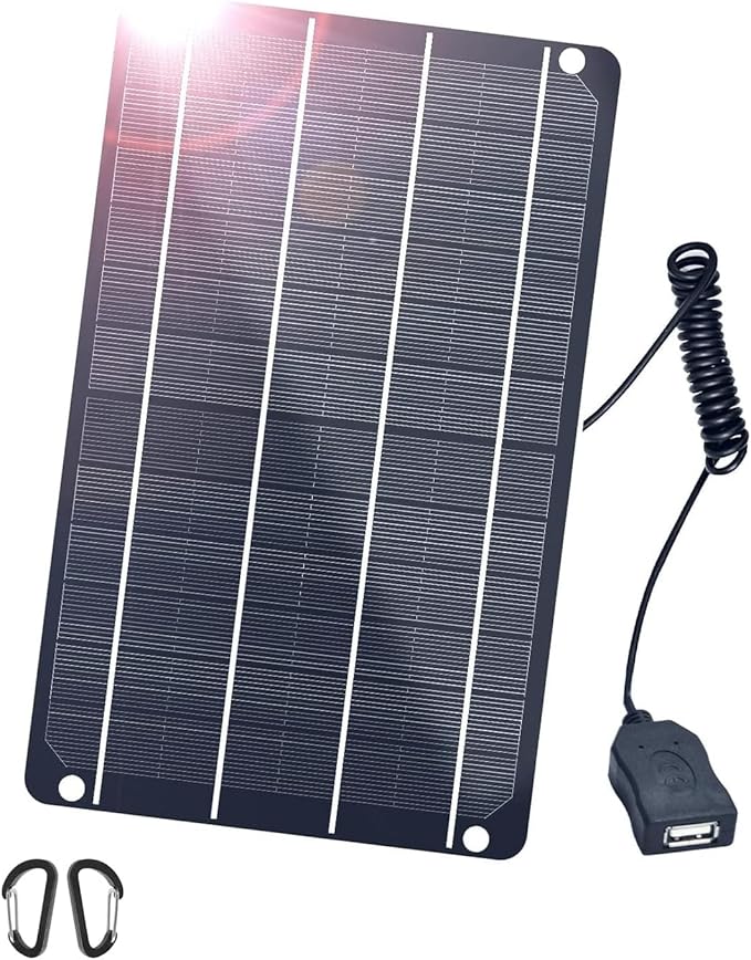 FlexSolar 1 Pack Mini USB Solar Charger 5V 6W High-Efficiency Solar Panel for Power Bank, Outdoor Camping, Bicycle, Camera, Waterproof Devices