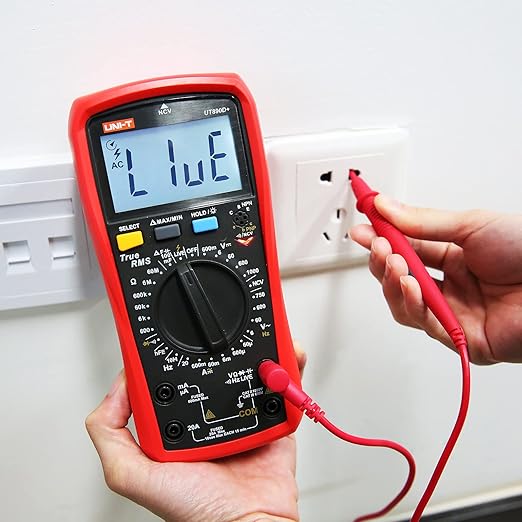 UNI-T Digital Multimeter Tester UT890D+ True RMS 6000 Counts Live Test Volt Ohm Meter, Voltage Ac Dc Current Amp Capacitor Tester hFE Diode Continuity NCV for Automotive HVAC