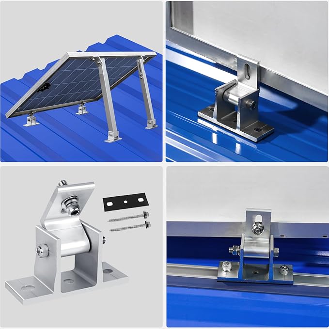 Solar Panel Mounting Brackets, 8PCS Adjustable RV Solar Panel Mount, Tilt Angle 10-60 Roof Mounting Kit for Solar Panels 400 W, 500 W