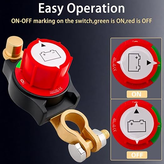 2025 New Top Post Battery Disconnect Switch,12-48V Car Battery Kill Switch,Suitable for 17-18 mm terminals,Battery Disconnect Switches are Mainly Used in Automobiles, Rvs, Boats, Solar Panels
