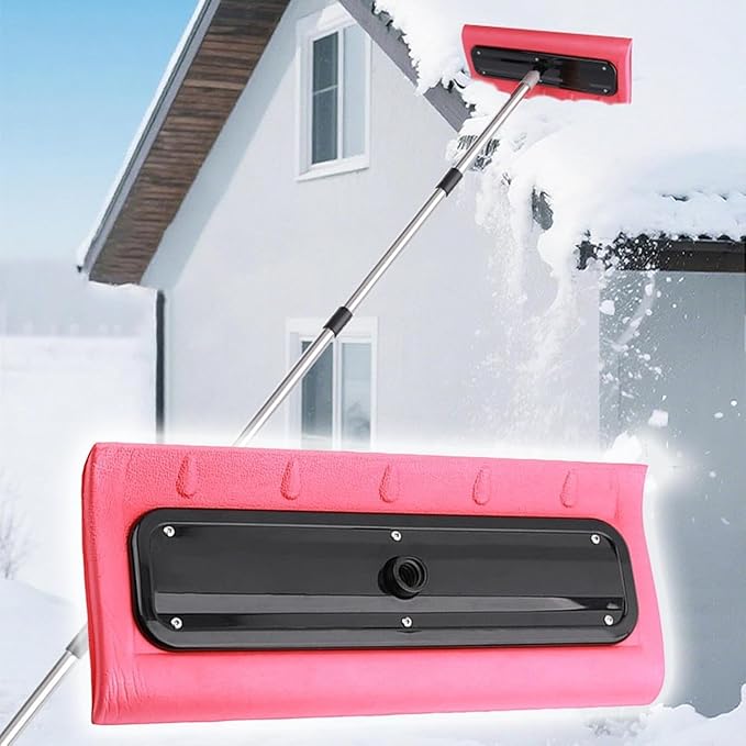 Snow Roof Rake, Foam Snow Pusher, Foam Broom Scraper for Clearing, Snow Brush Rake for Roof Snow Removal Tool, for Home Driveway Vehicle Windshields Solar Panels (Rake Head(Without Pole))