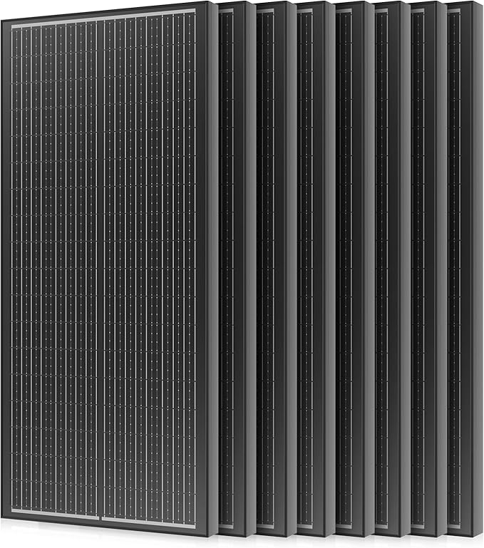 18BB N-Type 800 Watt Solar Panel, 12V 8PCS 100W Solar Panels, 25% High-Efficiency, Monocrystalline PV Modules, for RV, Marine, Boat, Shed Farm, Rooftop, Farm and Off-Grid System