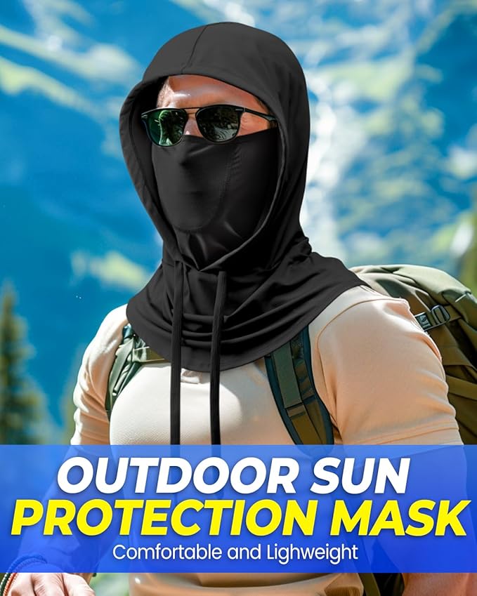 3 in 1 Summer Cooling Balaclava Hood Face Mask with Ear Loops Men Women Sun UV Protection Breathable Full Head Cover