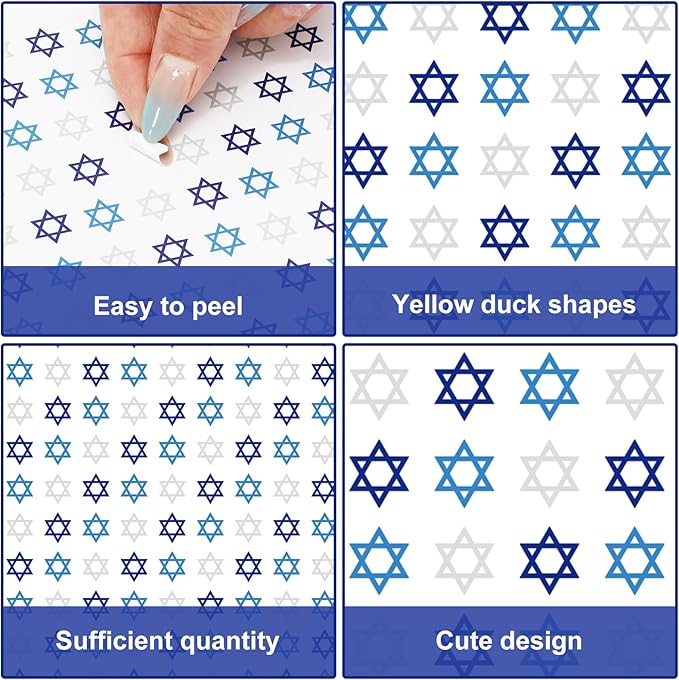 JarThenaAMCS 2400Pcs Hanukkah Mini Sticker Hexagram Star Paper Decal Silver Blue Chanukah Self-Adhesive Sticker for Envelopes Scrapbook Gifts DIY Supplies