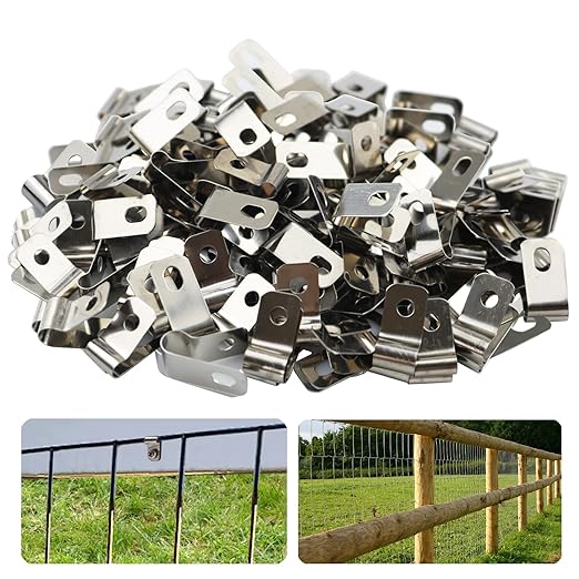 500 Pcs Fence Wire Clamps Agricultural Fencing Mounting Clips, Stainless Steel Wire Clips Cord Clamp for Mount 12-16 Gauge Welded Wire to Wood, Metal or Vinyl Fence