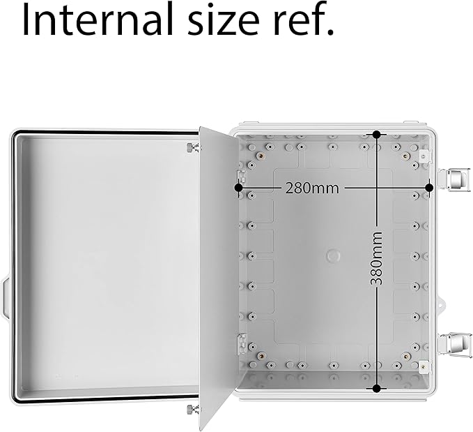Junction Box, IP67 Waterproof Plastic Enclosure for Electrical Project, Hinged Grey Cover, Includes Mounting Plate and Wall Bracket (Grey Cover with Inner Door, 16.1"x12.2"x7.1")