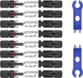 16 PCS Solar Panel Connectors, Male/Female IP67 Waterproof 1000V 30A Solar Cable Connectors (8 Pairs) with 2 Spanners（10AWG）
