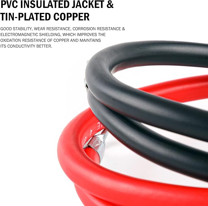 CARTMAN 4AWG 24-Inch Battery Inverter Cables Set, 4Gauge x 24"(1 Positive & 1 Negtive) for Car, Truck, RV, Solar