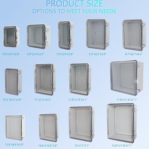 IP67 Waterproof Junction Box, ABS Plastic Electrical Enclosure with Stainless Steel Latch, Hinged Cover Electric Box with Mounting Plate, Wall Brackets & Cable Glands 280x190x130mm