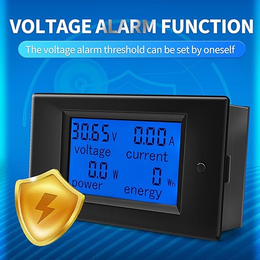 DC Battery Monitor Meter,0-100V,0-100A, Widely Applied to 12V/24V/48V RV/Car Battery, LCD Display, Digital Current Voltage Solar Power Meter (Meter+100A Shunt)