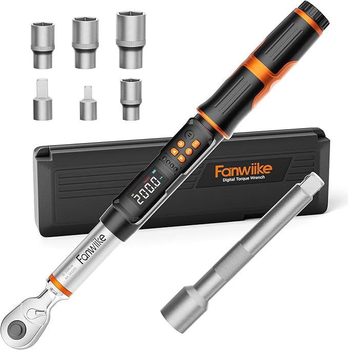 Digital Torque Wrench, 7.38-147.5 ft.lb/10-200 Nm, 1/2" Drive Inch Pound Torque Wrench Electronic with Buzzer & Colorful LED Indicator Cars Automotive