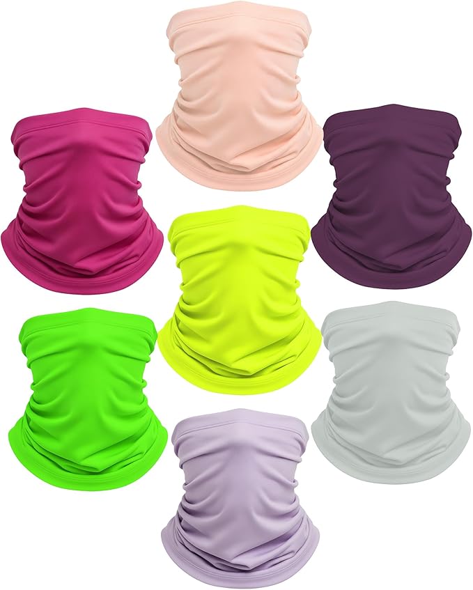 Xeoxarel Neck Gaiter, 7 Pack Cooling UV Protection, Bandana Face Mask Scarf for Men and Women