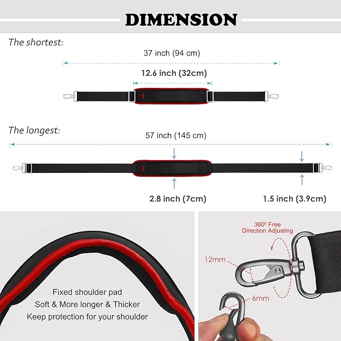 ZINZ Bag Shoulder Strap, Padded Adjustable Shoulder Strap Replacement