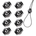 8PCS 1/8 Inches M3 304 Stainless Steel Wire Rope Cable Clip Clamp, Reusable Simplex Single Bolt Wire Rope Clips for 1/8Inch (1.5mm-3mm) Diameter Wire Cable/Wire Rope, Wire Clamp Tool for Outdoors