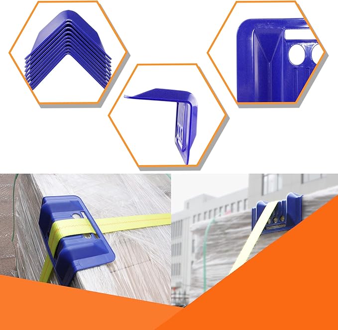 ANLULOAD Edge Protectors Flatbed Corner Tie Down Protectors Protects Cargo Edges from Wear and Tear,10Pcs（9.5＂x 6.2＂x 3.7＂
