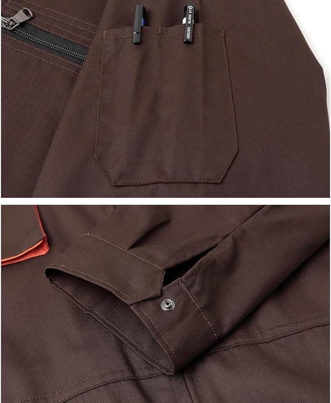 Men's Coveralls Mechanic Work Jumpsuit Multi Pockets Overalls Long Sleeve Workwear Coverall