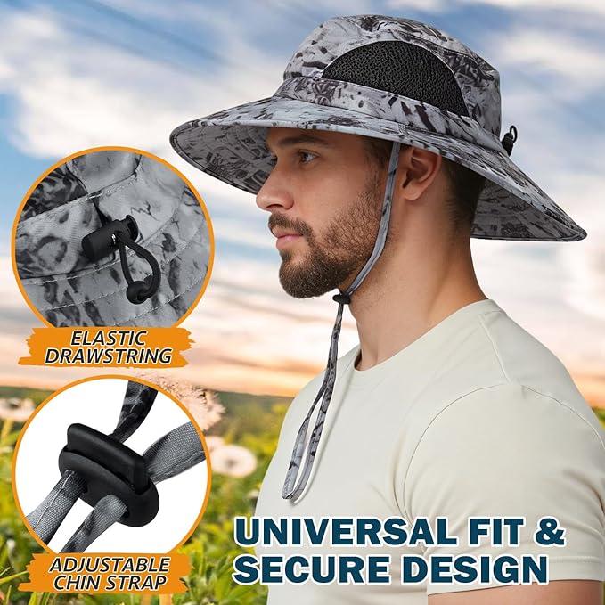 EINSKEY Wide Brim Sun Hat, UPF 50+ UV Protection Waterproof Packable Bucket Hat for Men & Women, Fishing Hiking Beach Garden