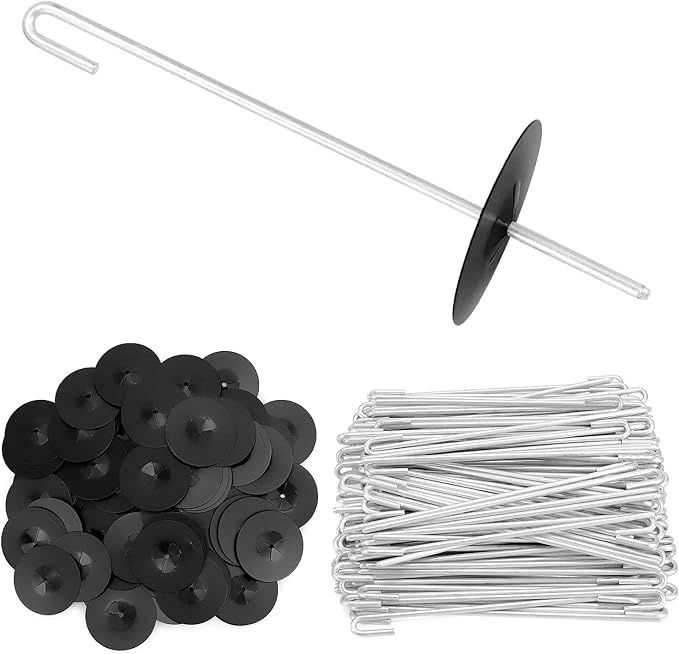 QWORK 200-Pack Stainless Steel Solar Panel Guard Clips with Self-Locking Washers and J Hooks –UV-Protected, Animal Guard Fastener Clips for Bird Wire & Pigeon Fencing, 38mm Clip Width