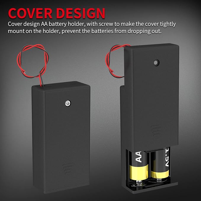 DAIERTEK AA Battery Holder Pack Single 1-4 AA Battery Holder with Switch Leads Cover Battery Box Case -Total 8Pcs