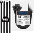 XINGO 18 inch Black Zip Ties Heavy Duty (100 Pack), Black, 60lb Tensile Strength, UV Resistant Cable Ties for indoor and outdoor use