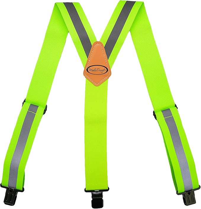 MELOTOUGH Reflective Safety Suspenders|Work Suspenders with Hi Viz Reflective Strip Hold Up Tool Belt Suspenders