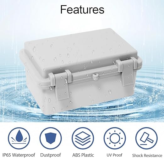 Junction Box, ABS Plastic IP65 Waterproof Dustproof Universal Electrical Enclosure, Hinged Shell Outdoor and Indoor Project Box, 5.9"x 3.9"x 2.8"(150x100x70mm), 2 Pack