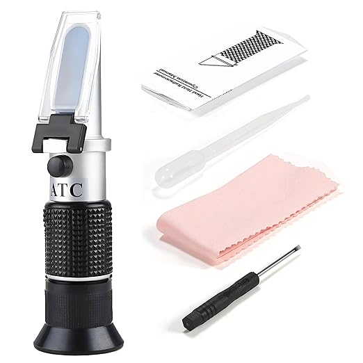 Honey Refractometer,V-Resourcing Hand Held Be'(Baume)/Brix/Water Refractometer for Honey Test,Tri-Scale (Baume:38-43°;Brix:58-92%;Water:12-27%)