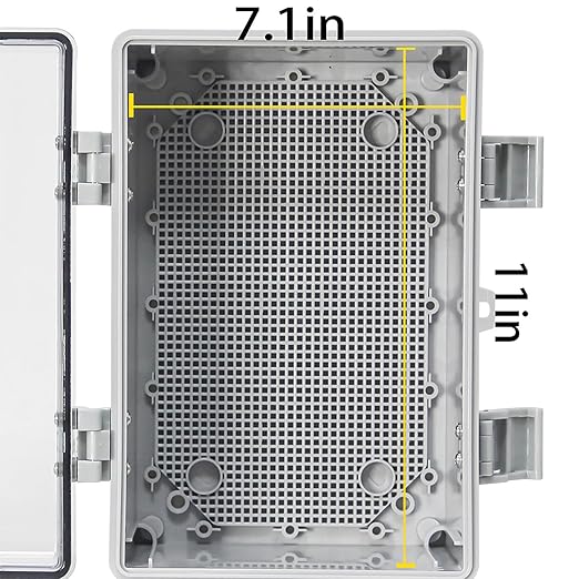 Junction Electrical Box, Outdoor Waterproof Electrical Box with Mounting Plate, ABS Plastic Engineering Enclosure Outdoor and Indoor Usage Project Box Clear 11.8"x7.8"x6.6"