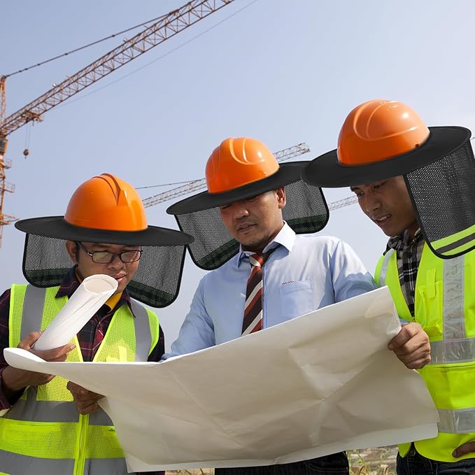 Jspupifip 20 Pack Hard Hat Sun Shade Full Brim Sun Shield High Visibility Visor with Reflective Strip for Hard Hat Accessories Construction Sites
