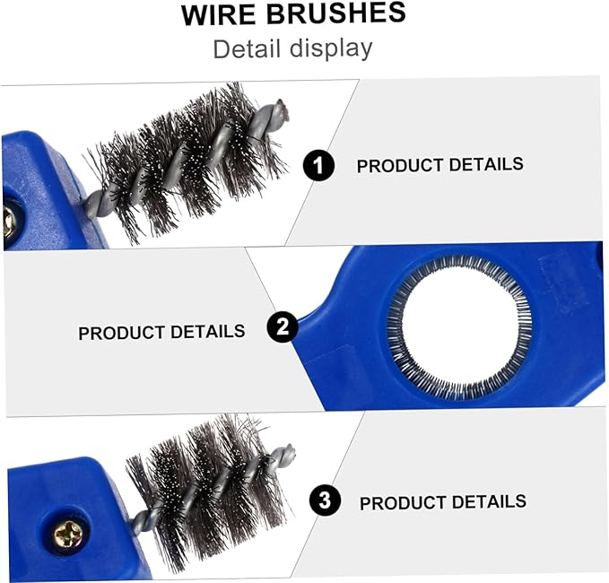 Wakauto Car Battery Brush Battery Terminal Cleaning Brush, 4 in 1 Steel Wire Brush Heads for Battery Terminals Machine Parts Cleaner Tool