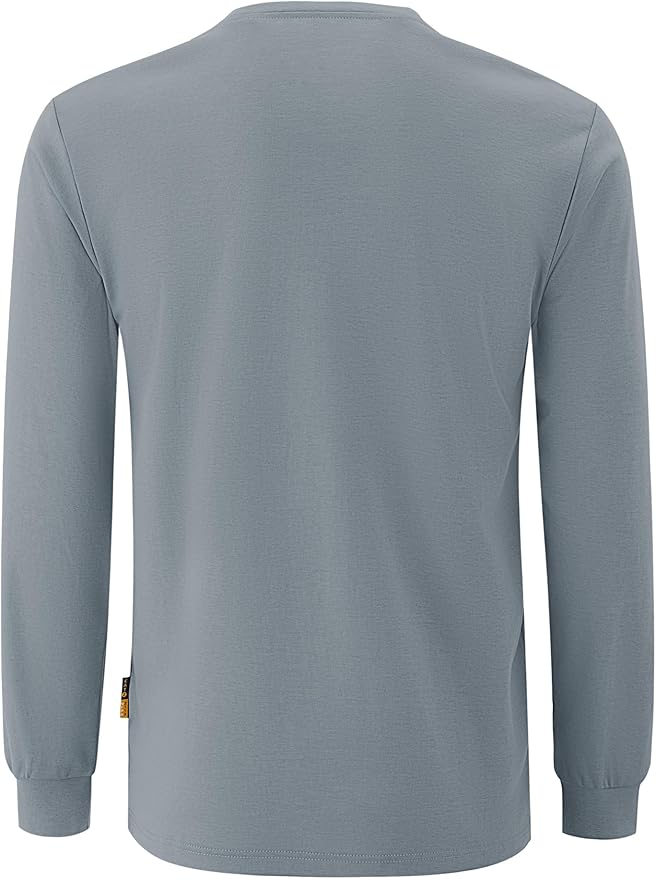 WORKWEYA Men's FR Shirts 6.5oz Lightweight Long Sleeve Flame Resistant T-Shirt NFPA 2112/CAT2