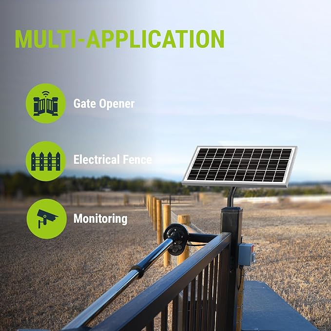 Newpowa 15W 12V 10BB Solar Panel Automatic Gate Openers, Compatible with Mighty Mule, Powered Charger Kit Mounting Bracket + Installation Tool Kit