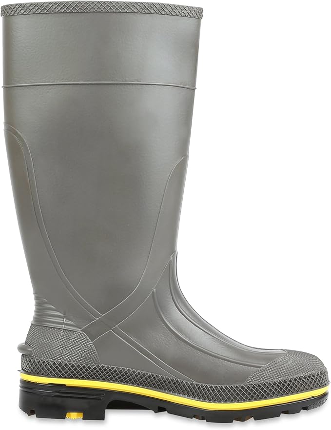 Servus Pro 15" PVC Chemical-Resistant Steel Toe Men's Work Boots, Gray, Yellow & Black (75101)