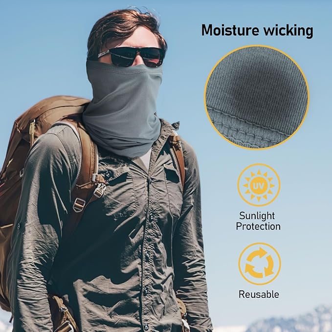 TICONN Neck Gaiter Face Cover Scarf, Neck Warmer Breathable Sun & Wind-proof for Skiing Fishing Hiking Cycling
