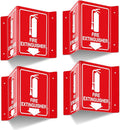 GicnKeuz Fire Extinguisher Sign, 8" x 6" Fire Extinguisher Projecting Sign with Down Arrow, Two-Sided Acrylic V-Signs, Including Screws, Easy to Install, Home Office/Business Use (4 Pack)