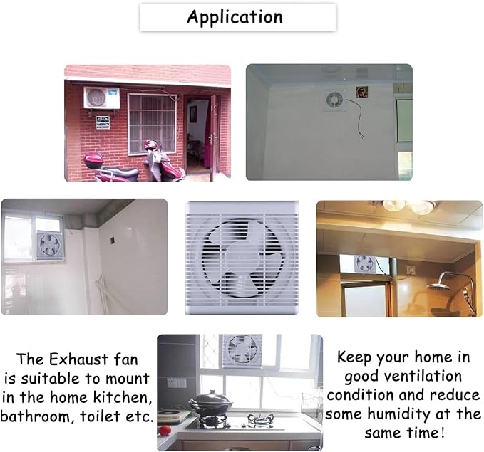 Nalle 10 Inch Window Reversible Exhaust Fan Through-wall installation Ventilation Fan Shutter Box Blower Ventilation Air Extractor for Bathroom Garage Greenhouse Panel size 13.5X13.5