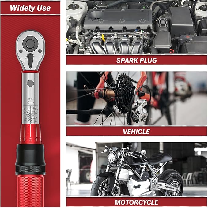 Thorstone 1/4 Torque Wrench, 90-Tooth Gear Professional Precision, 10-150 IN-LB/1.1~16.9 Nm Adjustable Micrometer Click Torque Wrench, for Bicycle Maintenance, ±2% Clockwise High Accuracy