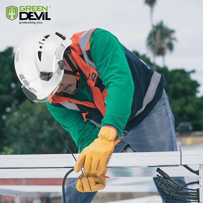 GREEN DEVIL Safety Hard Hat with Tinted & Clear Visor Vented Construction Helmet Cascos de Construccion ABS Work hardhats for Men