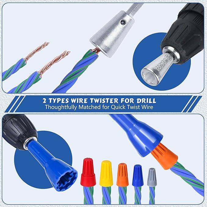 Wire Stripper for Drill, US Standard Electric Wire Stripper Tool for Drill, Wire Strippers for 10/12/14 AWG, Wire Stripping and Twisting Tool Set