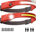 Headlamp Rechargeable LED (2-Pack, Red) 230° Wide Beam, USB-C Lightweight Head Lamp, Long Runtime, Water-Resistant for Camping, Hiking, Running, Fishing, Repair Work