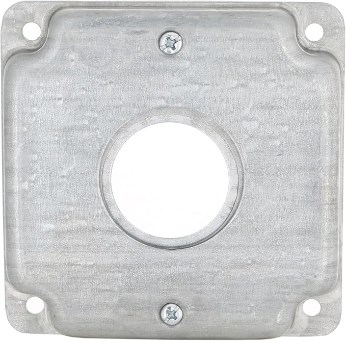 4 in. Square Cover, Universal Exposed Work, 1-Round Device, 3-in-1 Plates